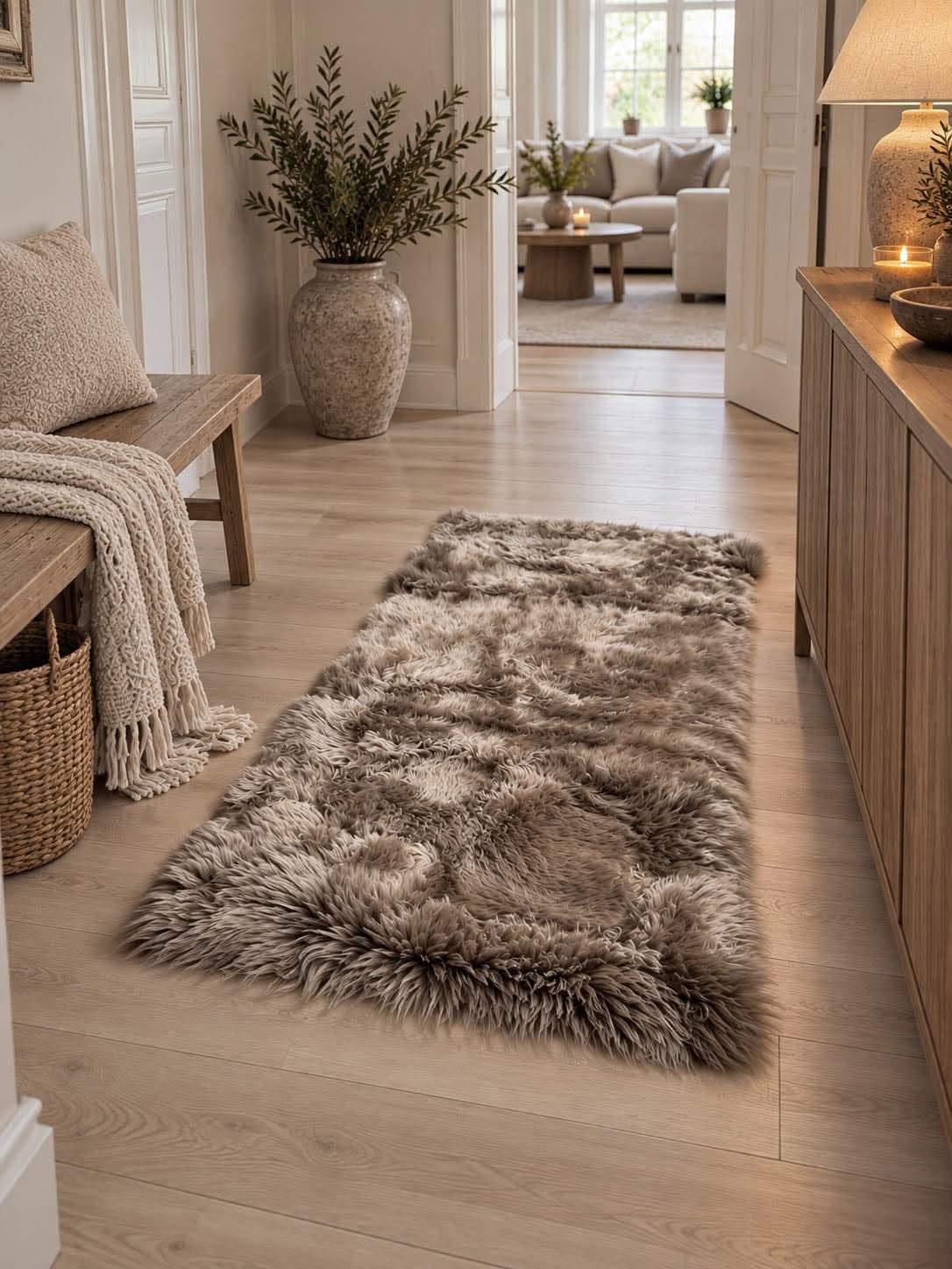 Gulvtæppe i lammeskind - 70x140 Mocca
