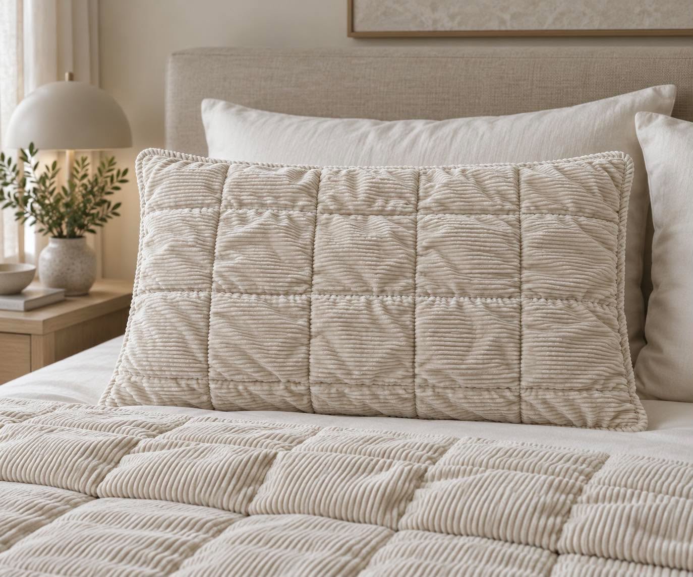 Sengetæppe fløjl - Sand