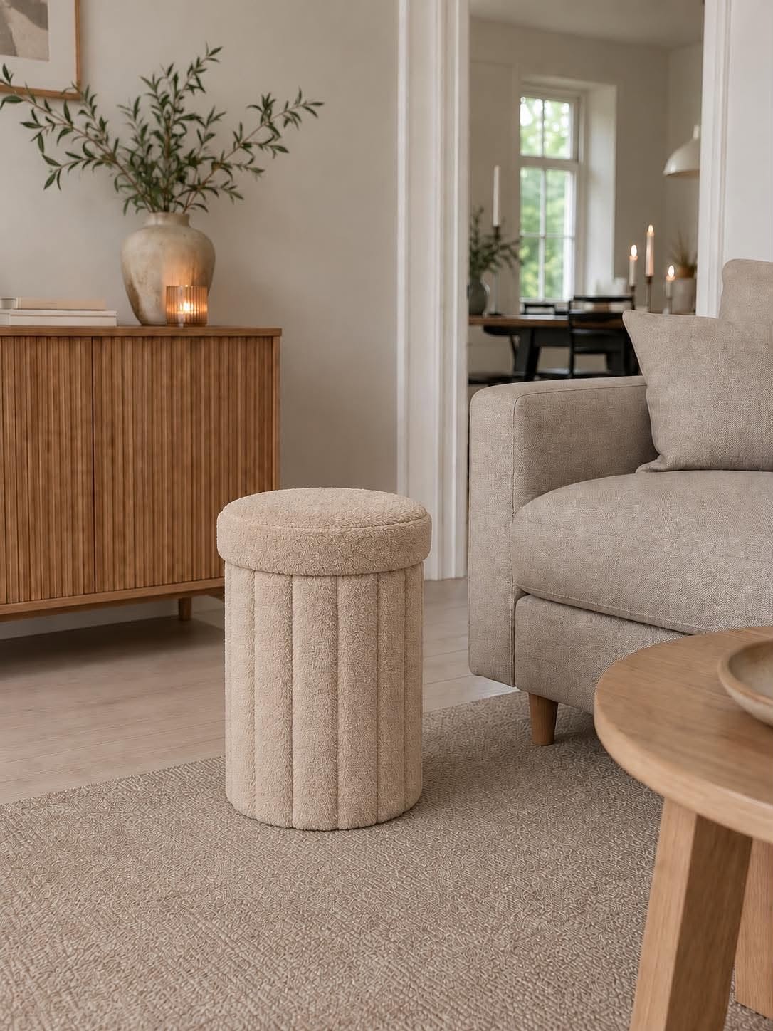 Puff med opbevaring - Beige