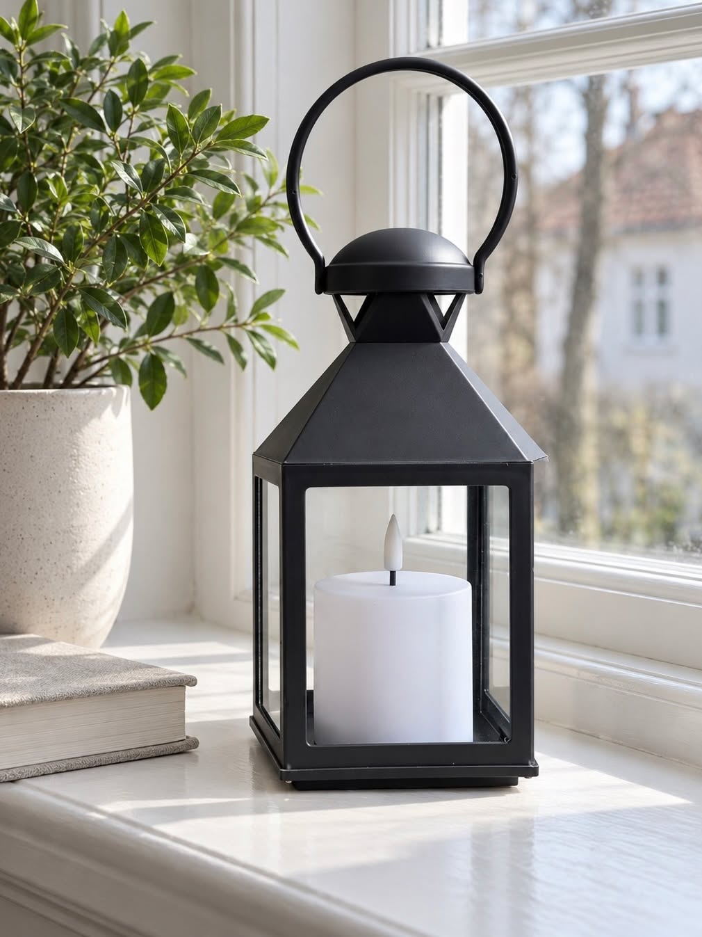 Lanterne med bloklys - Black