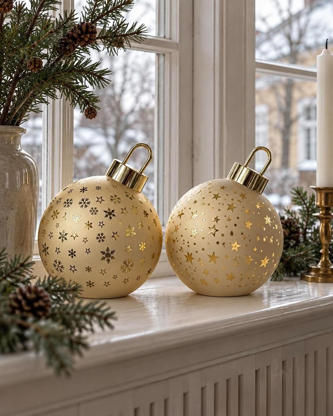 Julekugle med lys MIX - Gold