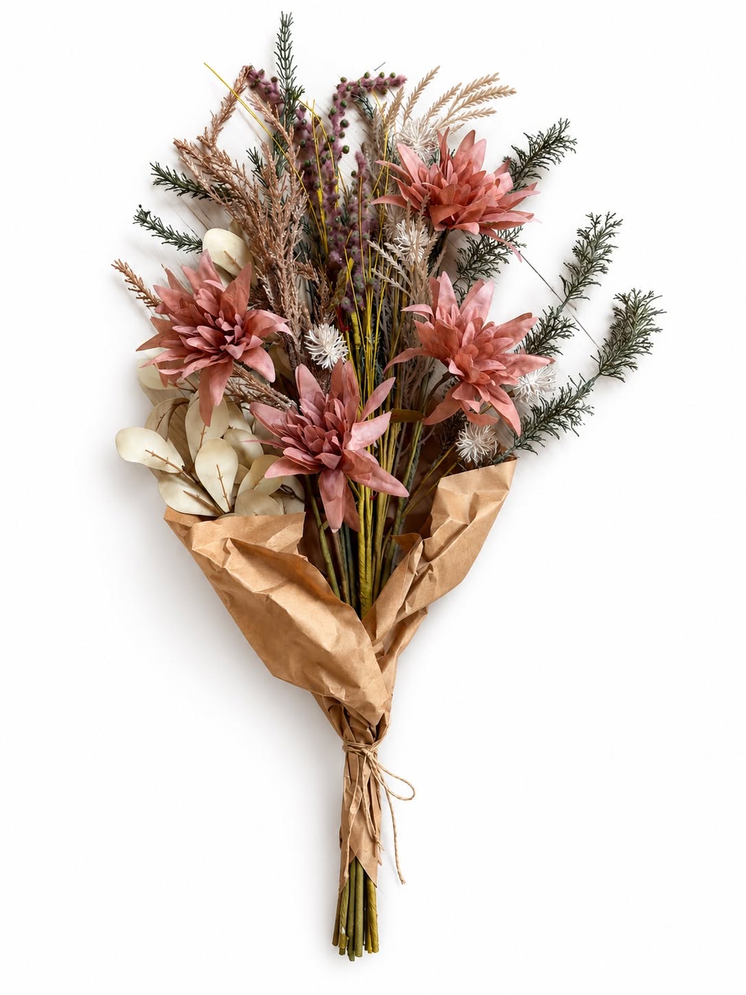 Buket 70cm - Grøn / lyng