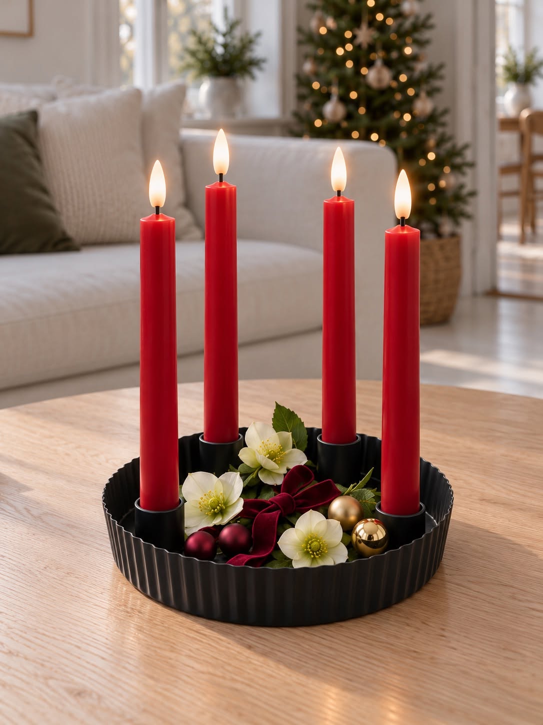 Adventsstage i metal – sort, rund