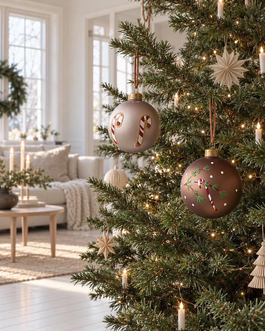 Julekugler - Sæt med 2 stk – candy cane-motiv