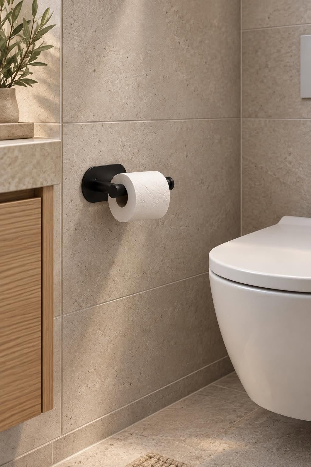 Toiletrulleholder Sort – Væghængt i Sort Metal