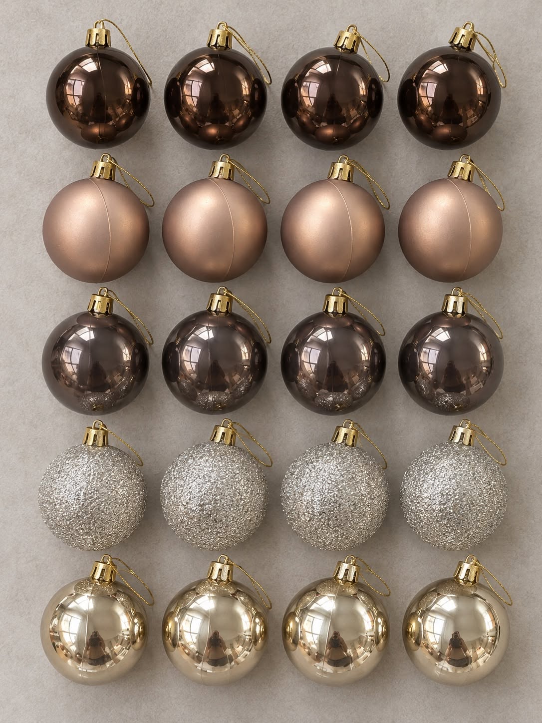 Julekugler 20 stk – Brune nuancer