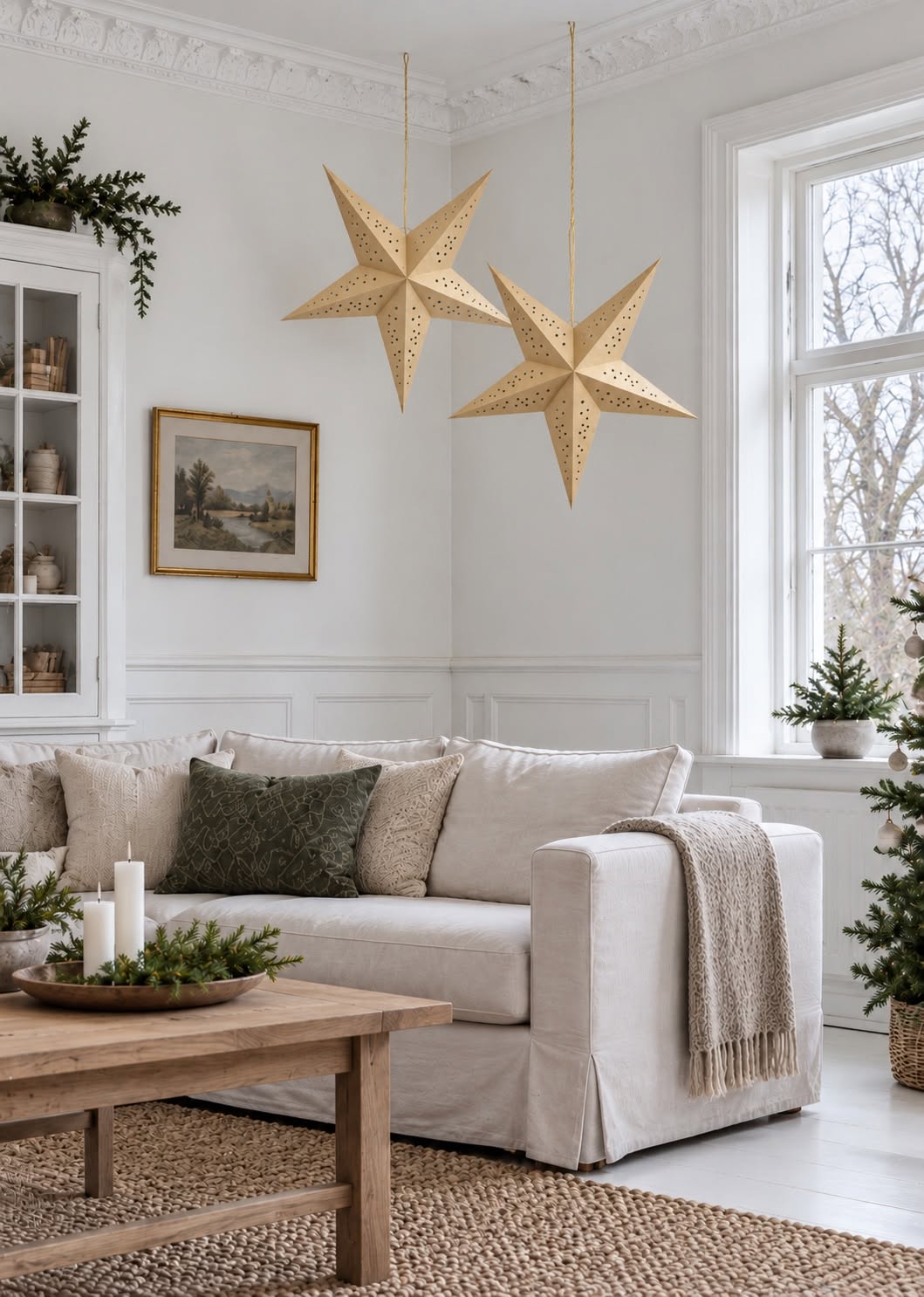 Stjerne 60 cm med LED lys - Guld