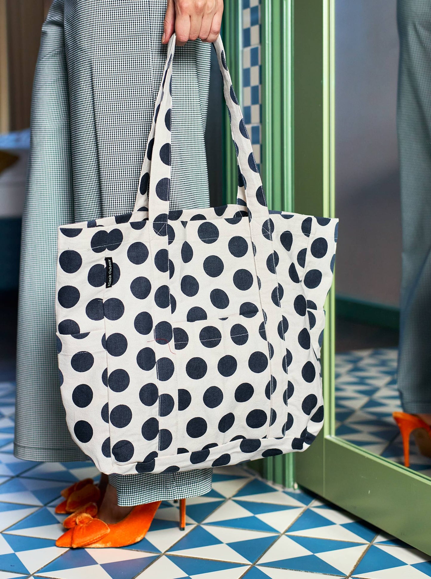 Shopper Nella canvas - Black Dots