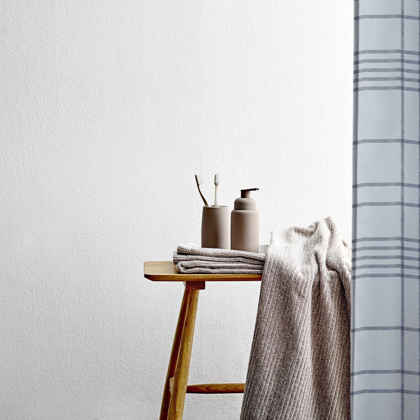 Bruseforhæng - Tartan linen blue - 180 cm x 200 cm