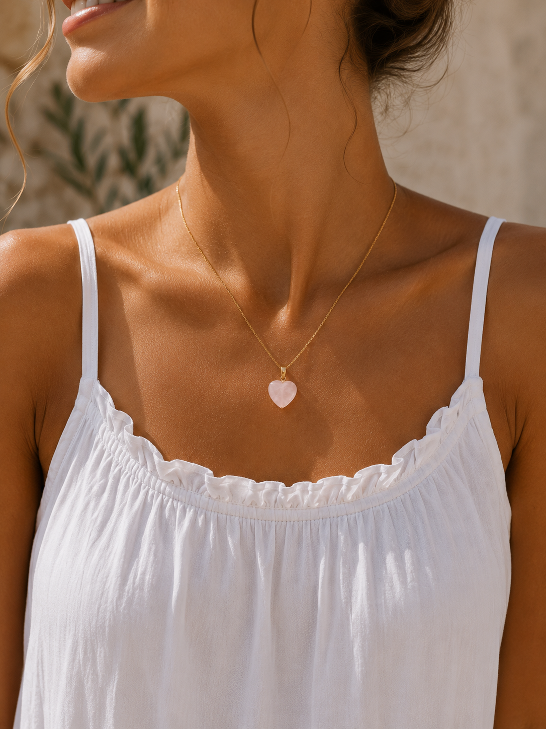 Laia Halskæde Natursten/Hjerte - Soft Pink