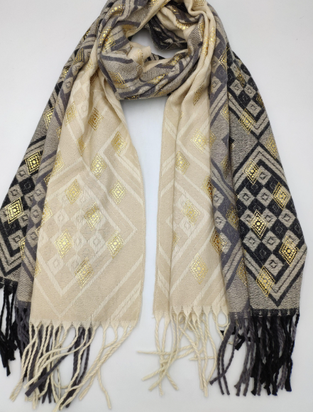 Tørklæde diamond printed beige