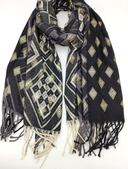 Tørklæde diamond printed black