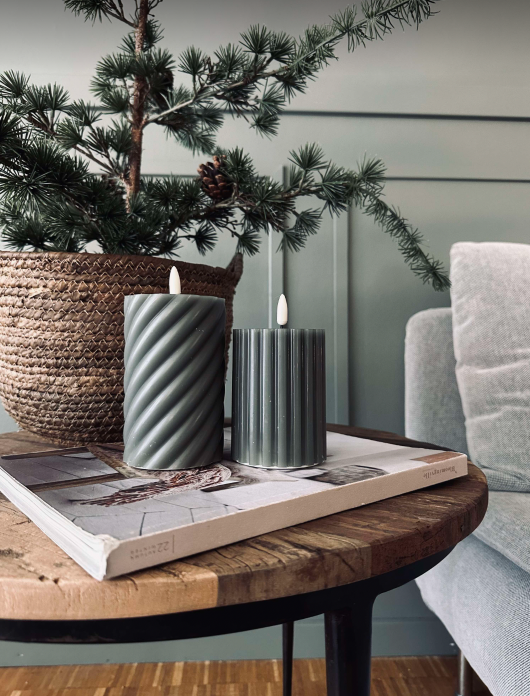 LED Bloklys / Design – 2 stk Grøn strib