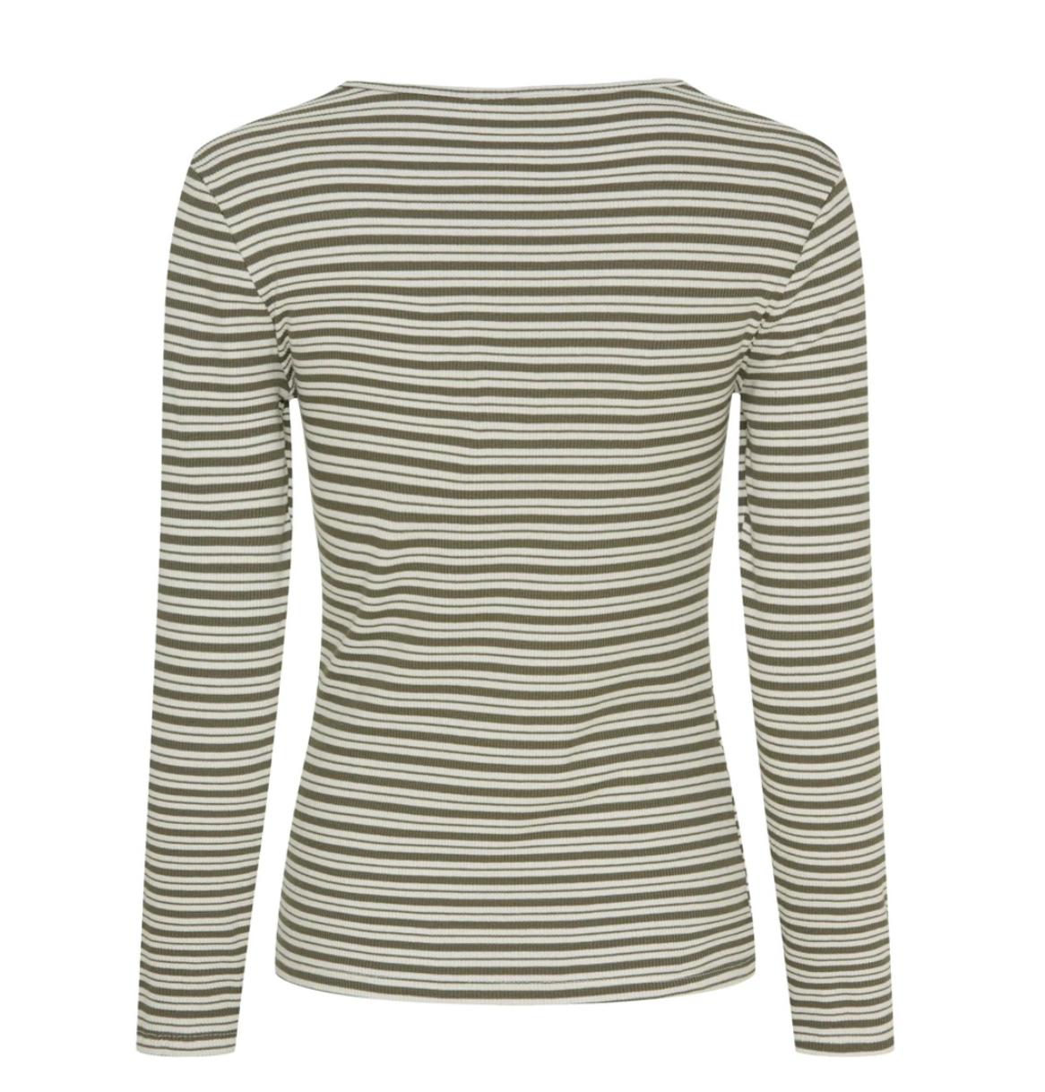 Bluse Christel strib - Kaki / Cream