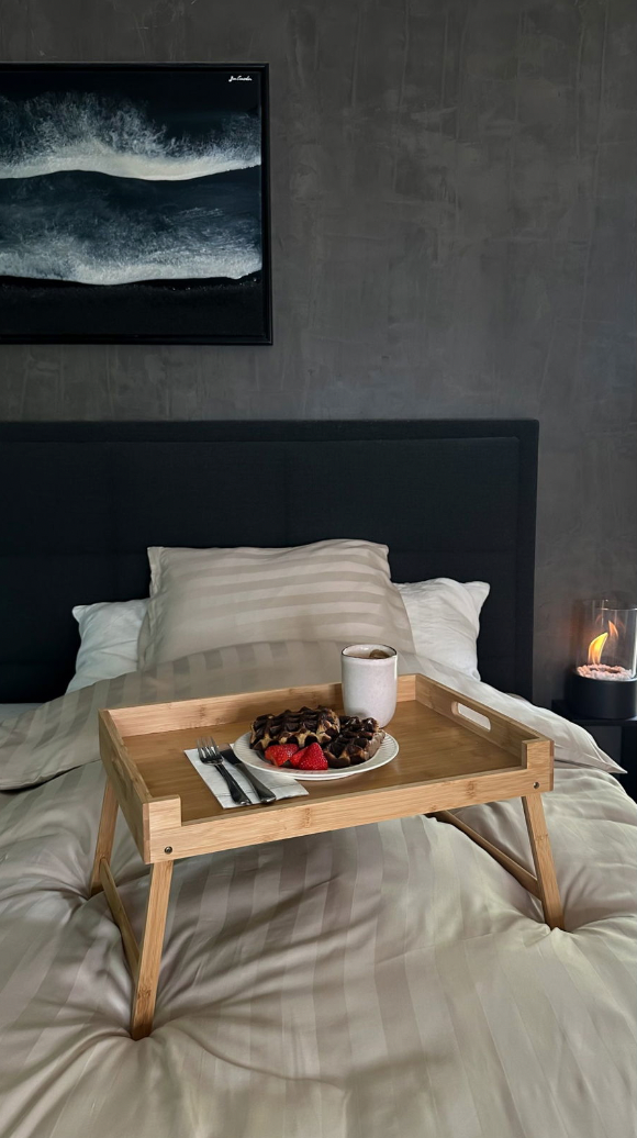 Bambus satin sengesæt, beige, 140x200 - 63x60