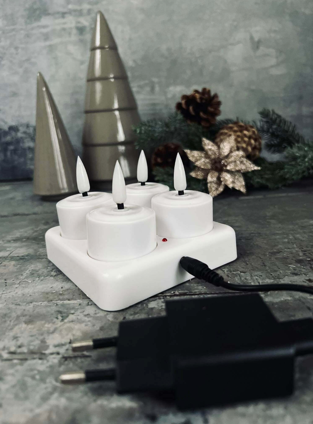 LED fyrfadslys - Genopladelig - 4 stk