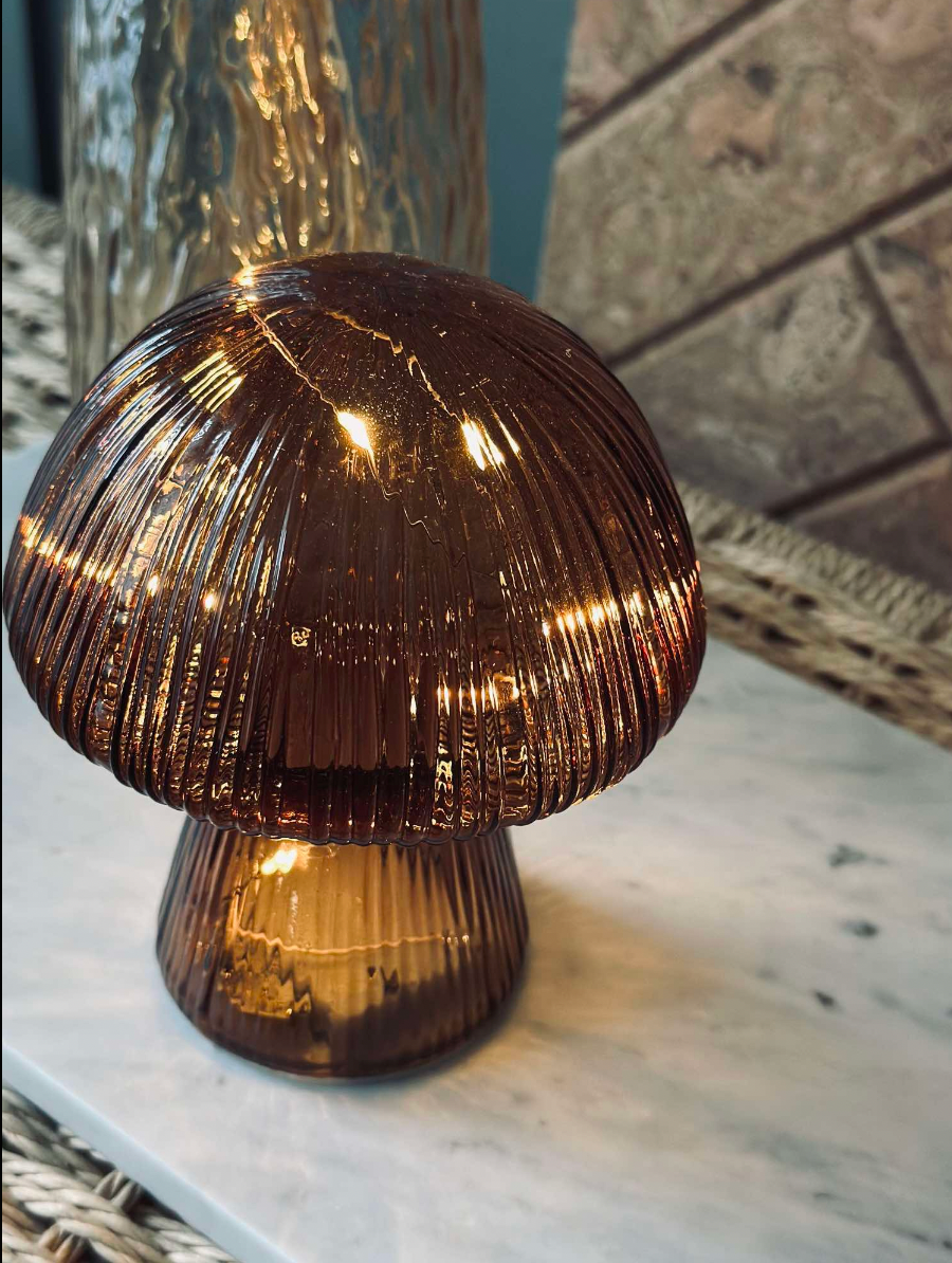 Mushroom med riller 20cm - Brun