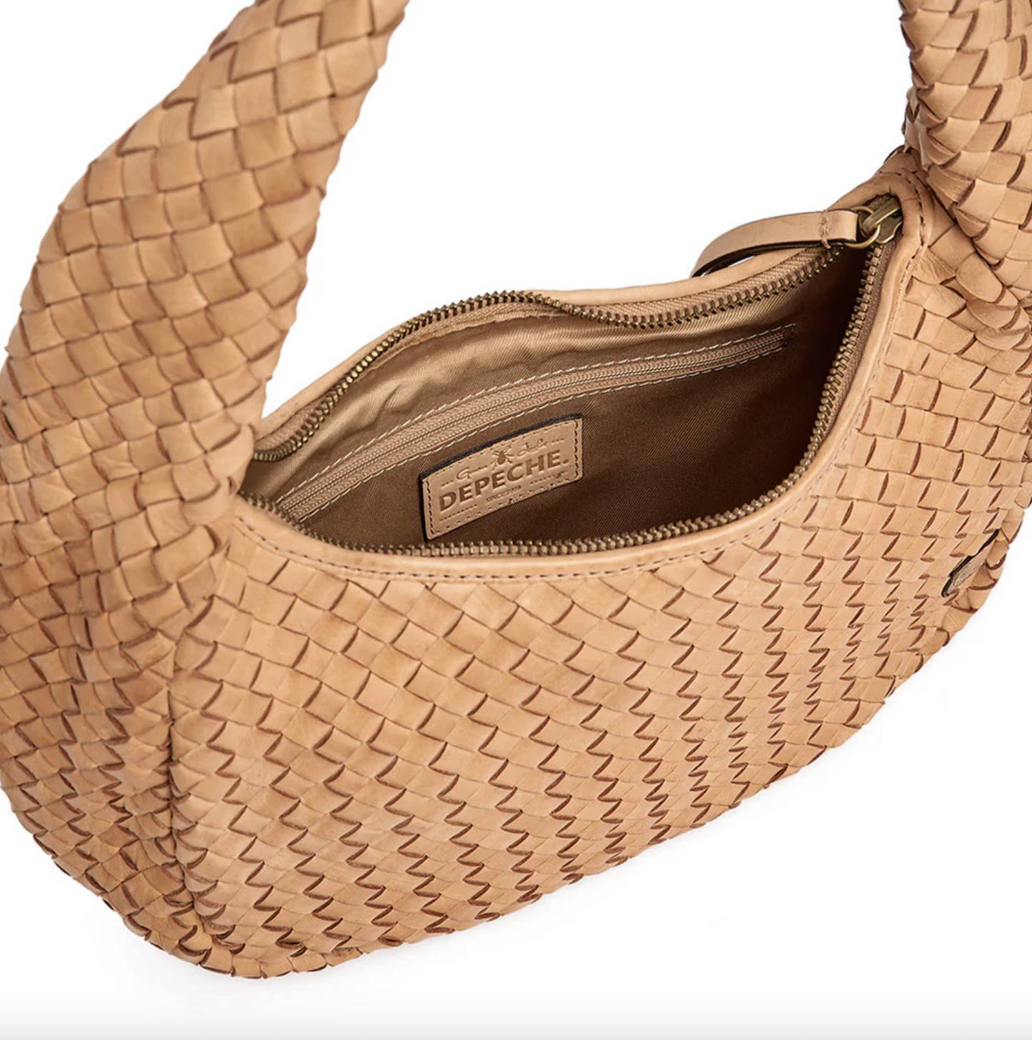 Elegant håndflettet skuldertaske - Sand
