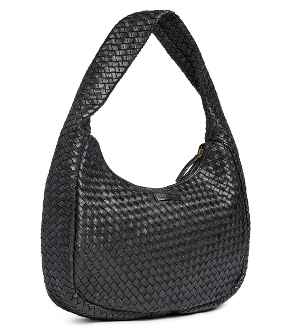 Elegant håndflettet skuldertaske - Black big