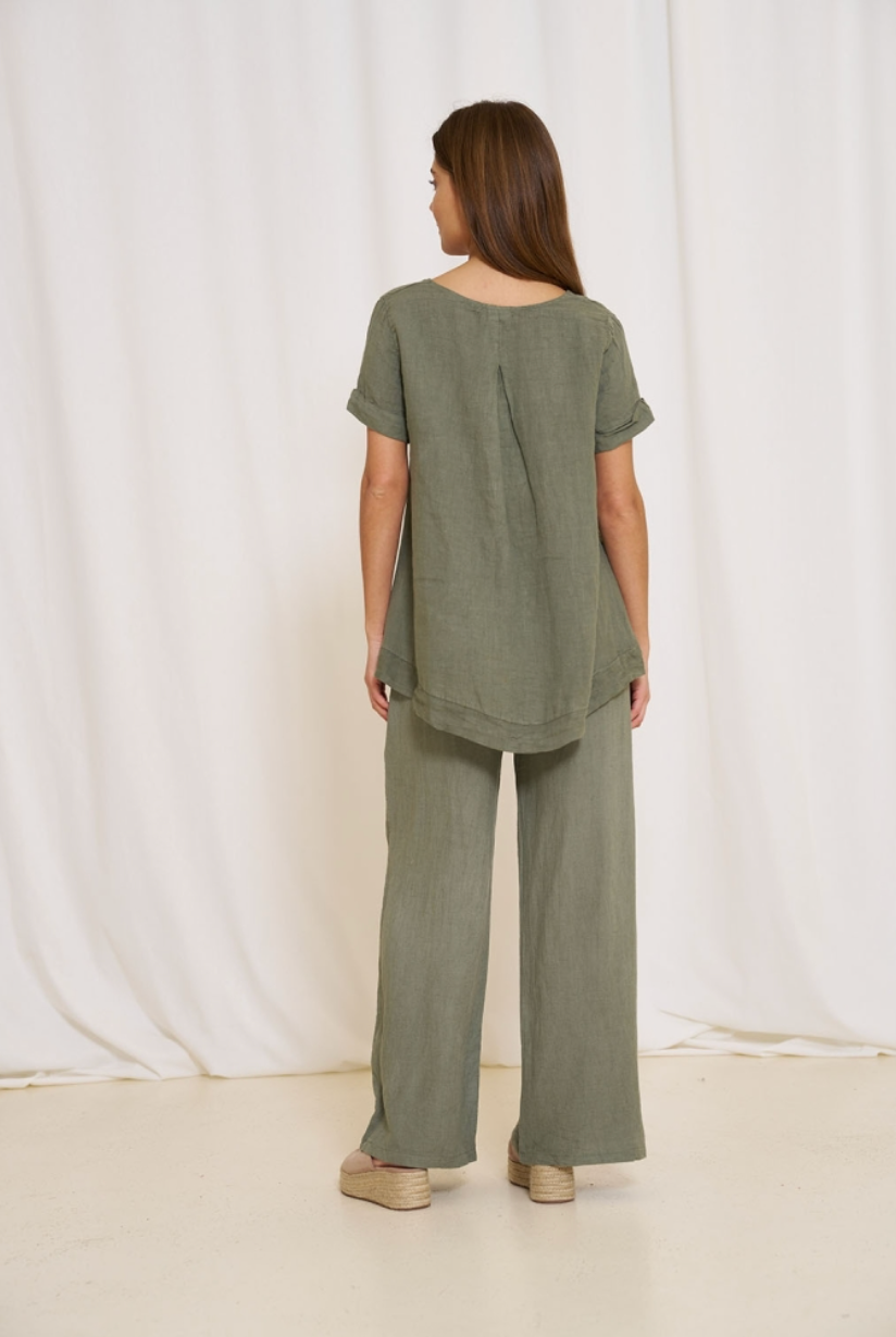 Bluse hørmix – Military