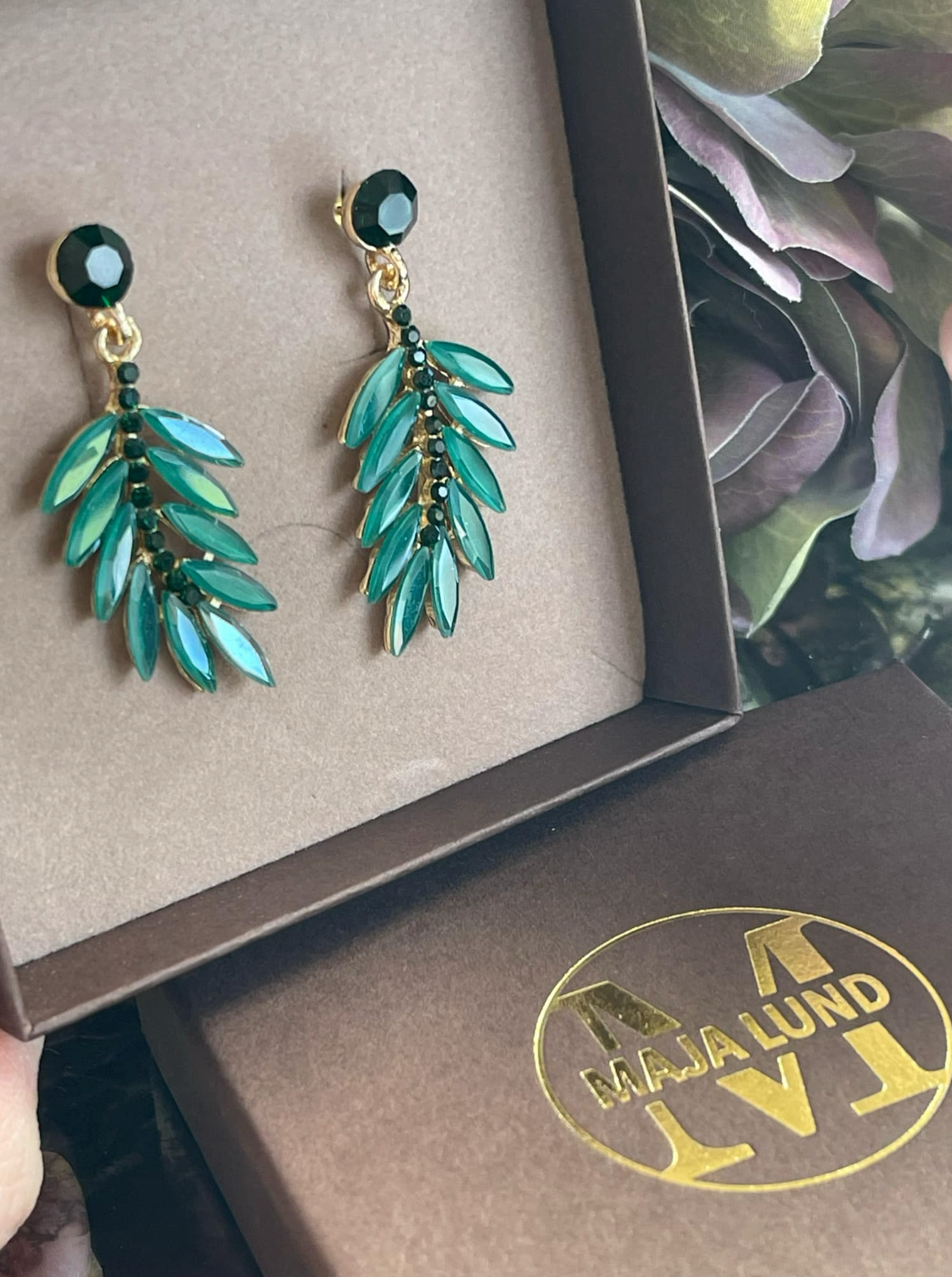 Øreringe Feather - Emerald