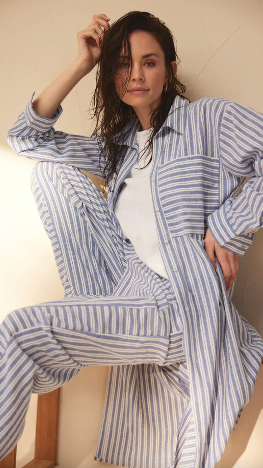 Skjortekjole Summer strip cotton