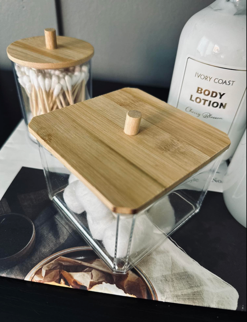 Makeup organizer - Akryl med bambuslåg