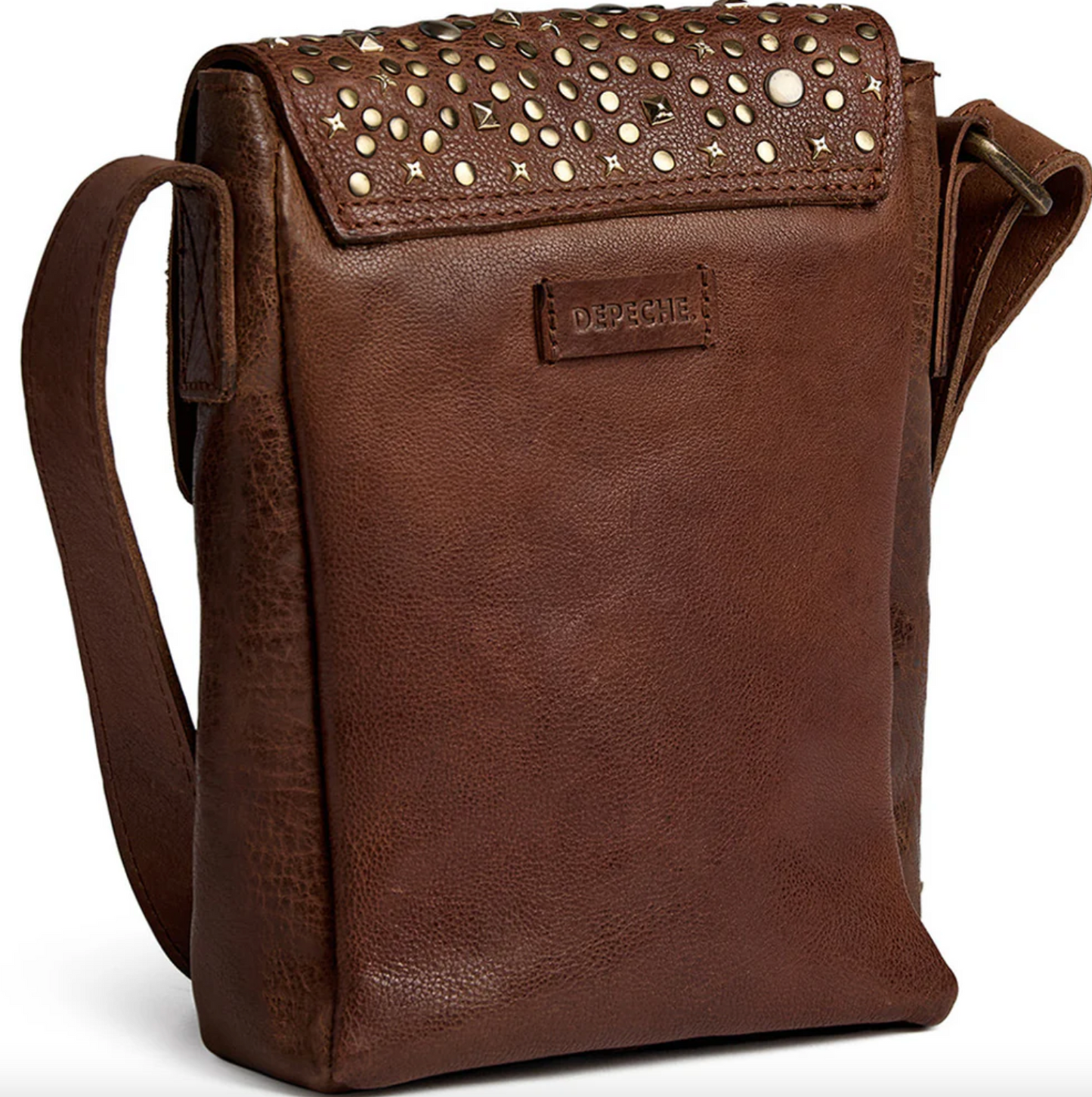 Mobiltaske med nitter - Cognac