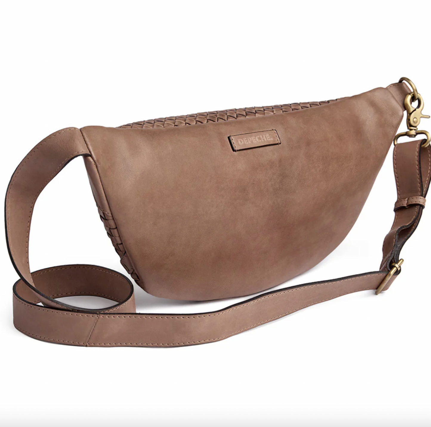 Bumbag flettet kalveskind - Taupe