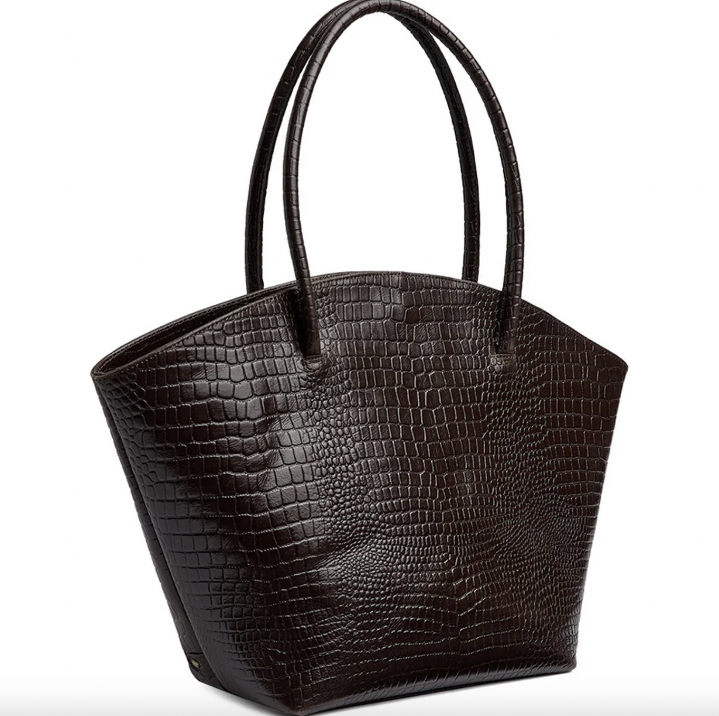 Shopper croco i skind - Brown