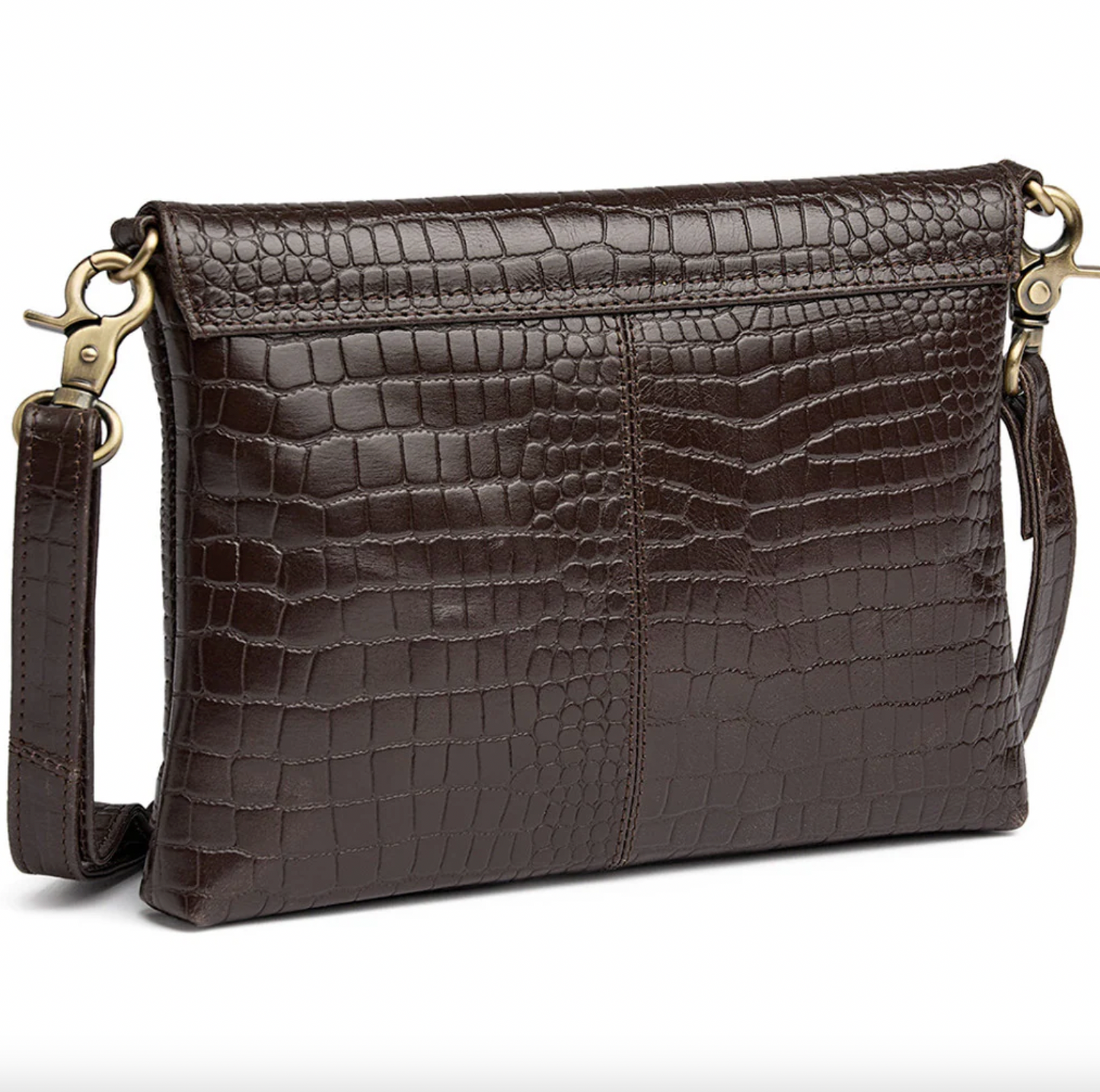 Clutch croco i skind - Brown