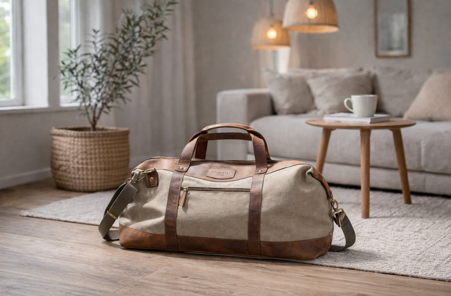 Weekendtaske i skind og kanvas - Canvas HUNTER
