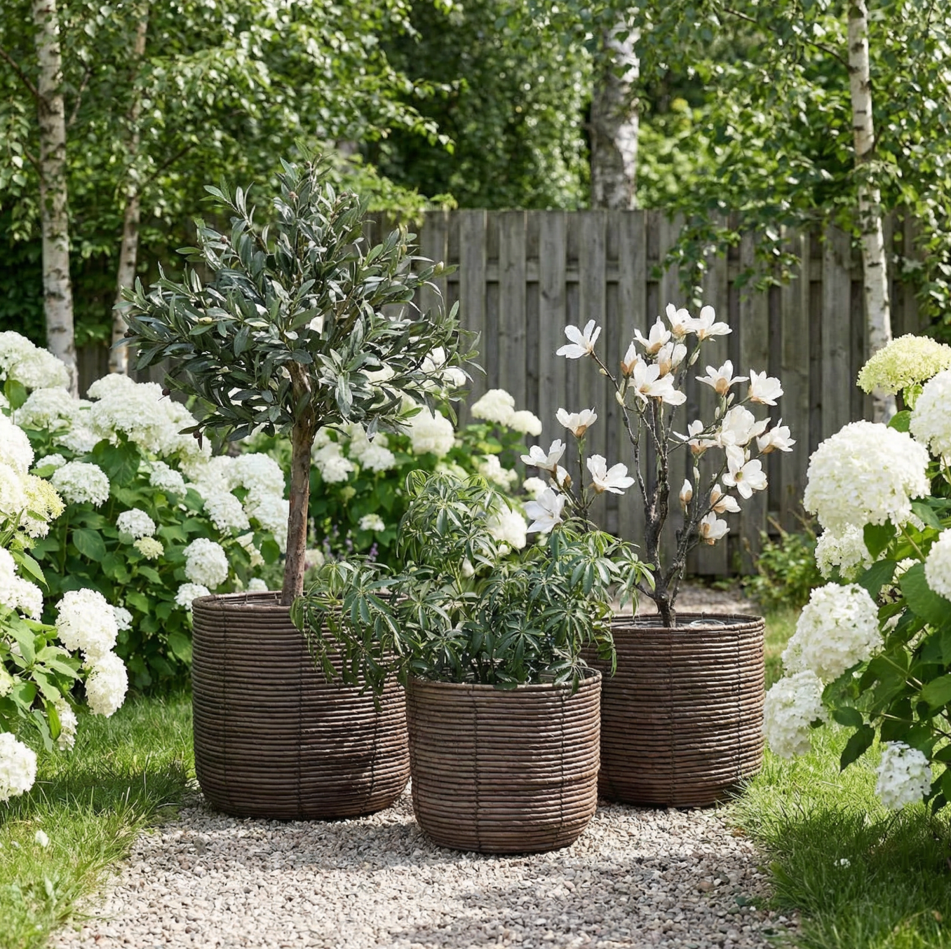 Plantekurve DARK RATTAN - flere størrelser