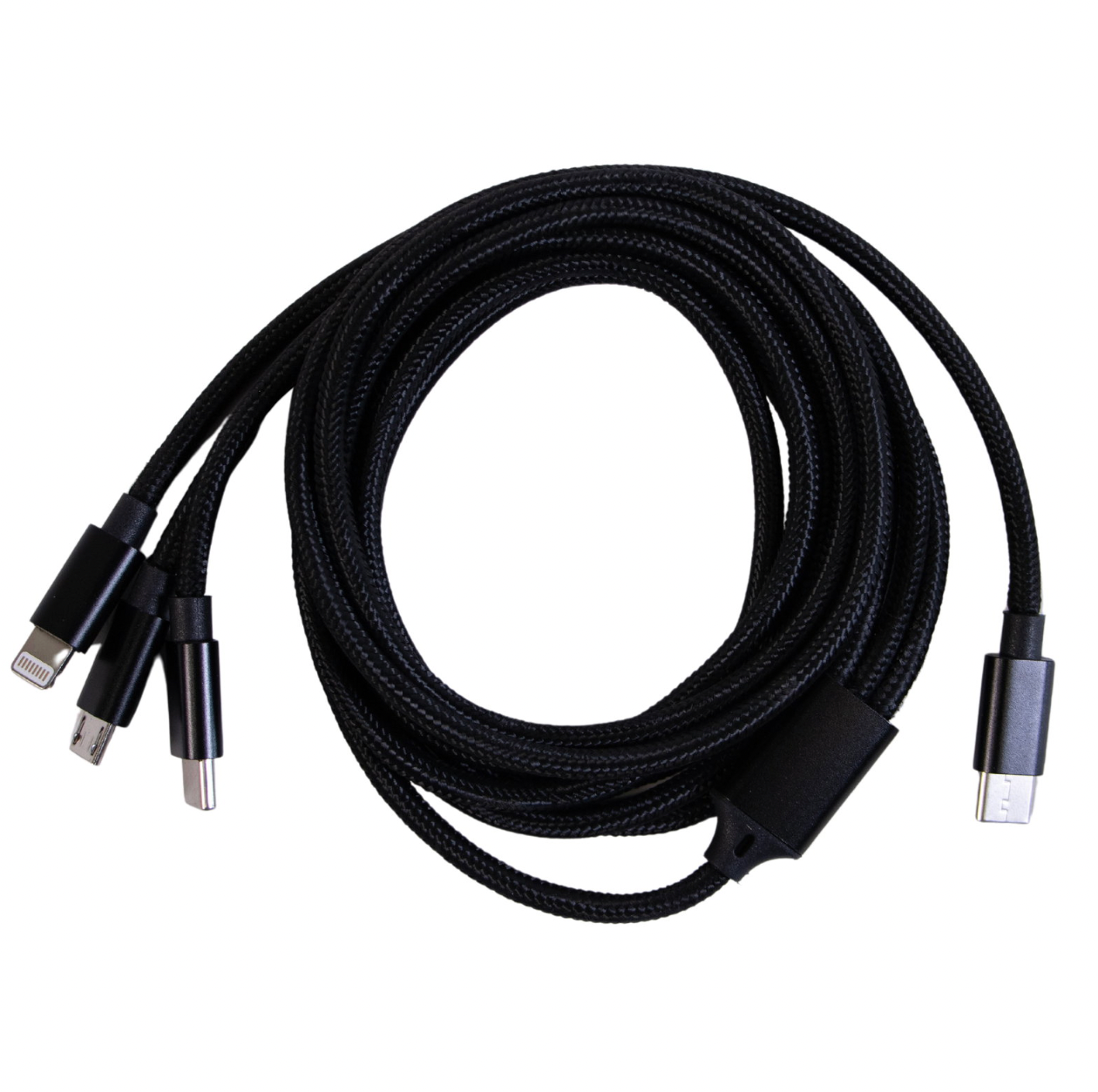 2 meter nylon 3I1- USB-C opladerkabel Sort