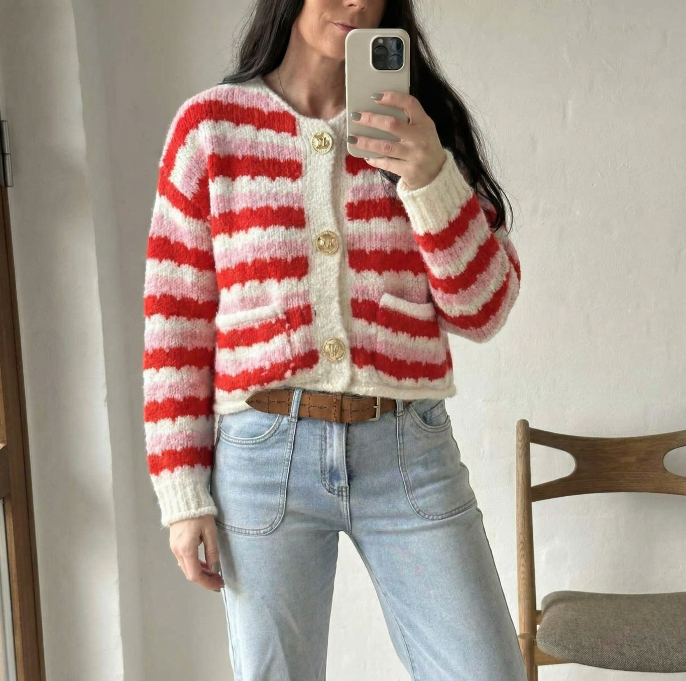 Cardigan Rød strib