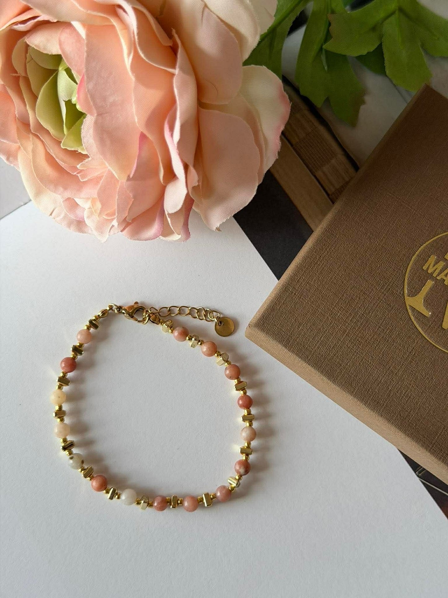 Armbånd TILDE - Natursten - Natur Rose