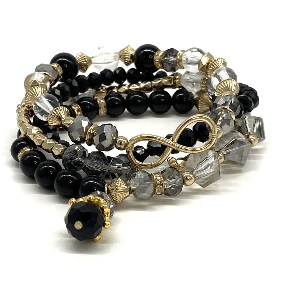 Armbånd 4 stk Black - Glasperle mix - VIAMAJA.DK