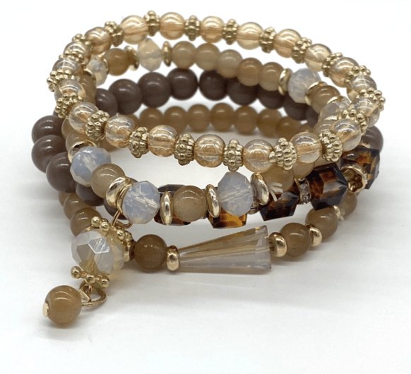 Armbånd 4 stk i gyldne glasperler - VIAMAJA.DK