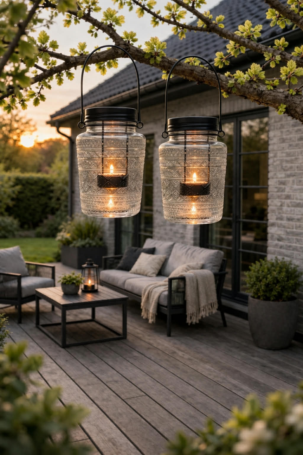 Glas lanterne med mønster