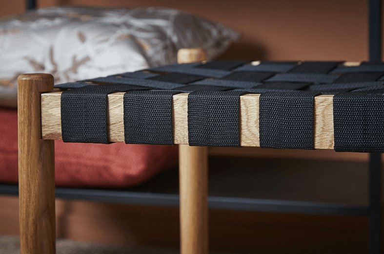 Bænk 45x80x40 cm Eg Lak/Stof Flet - VIAMAJA.DK