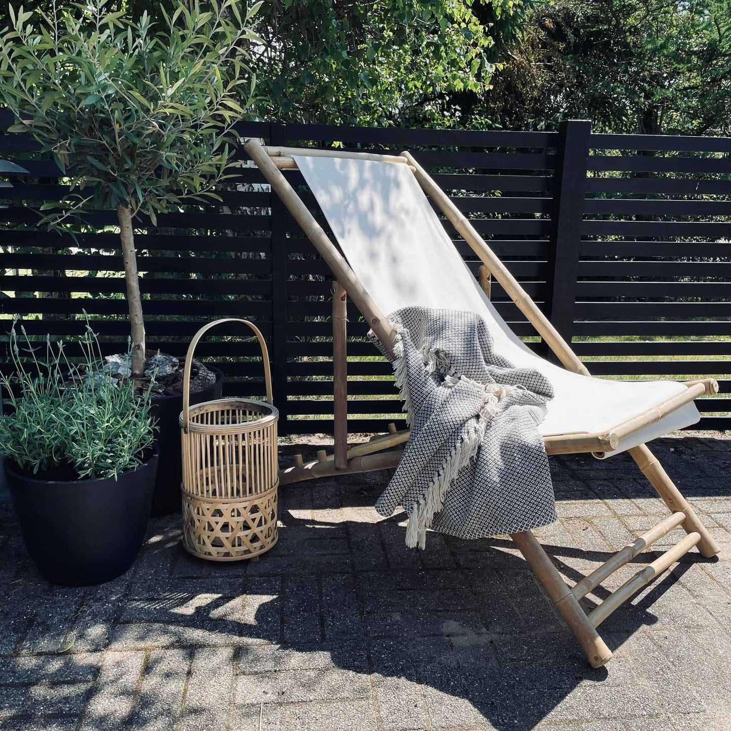 Bambus Liggestol m. kanvas - VIAMAJA.DK