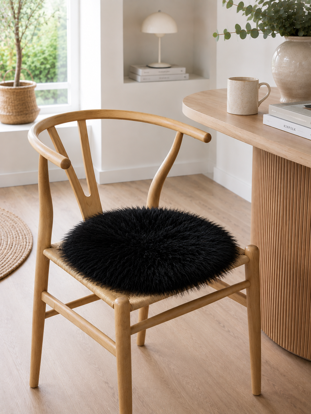 Sædeskind Ø 34cm - Black lammeskind