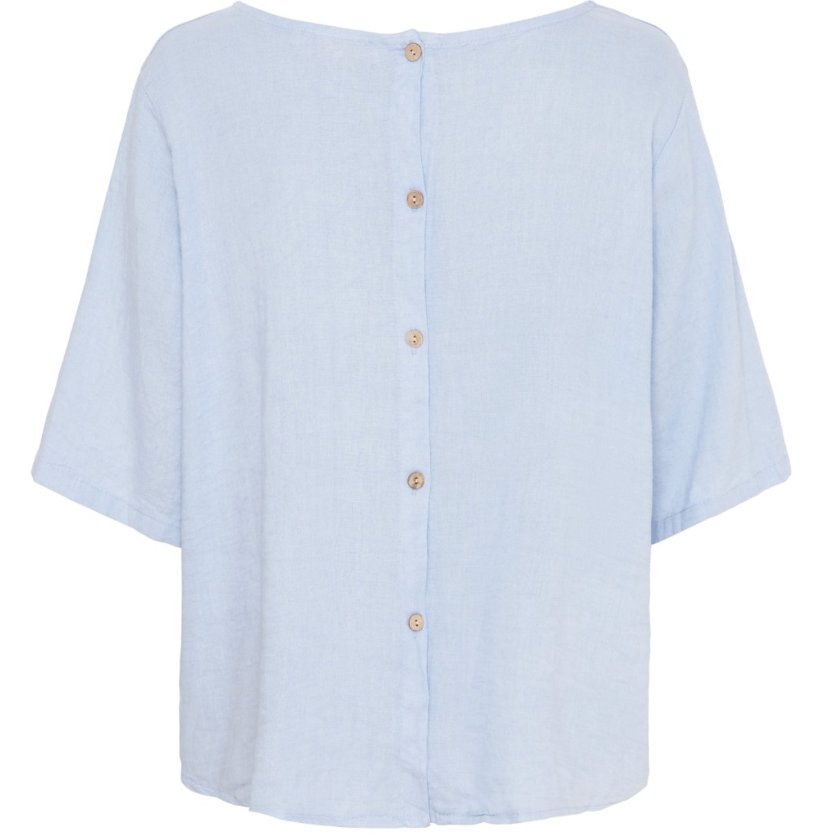 Bluse med knapper – Soft blue hørmix - VIAMAJA.DK