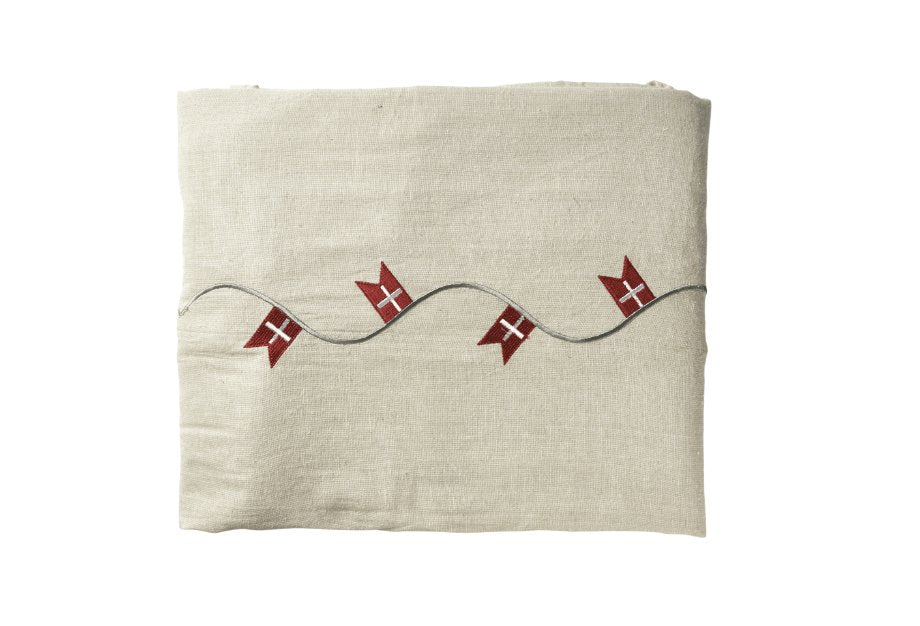 Bordløber med flag - Neutral hørmix 35x160cm - VIAMAJA.DK