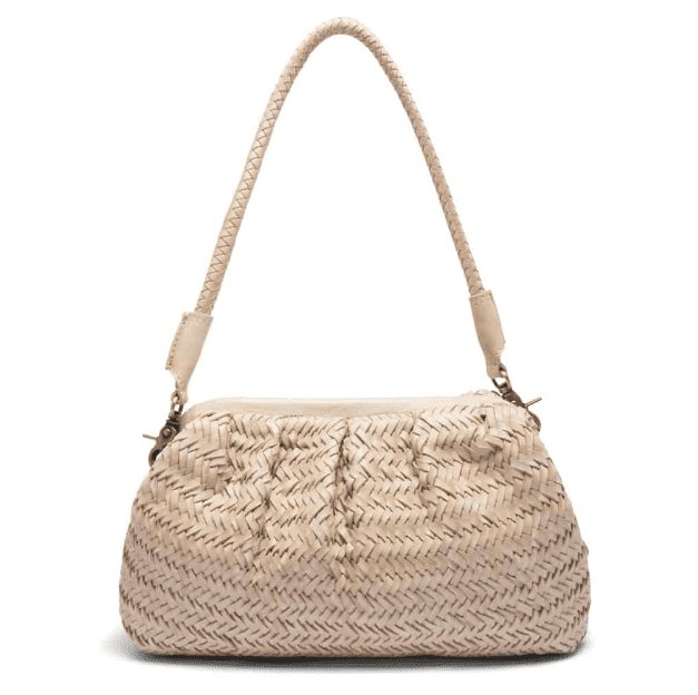 Clutch / lædertaske VERA flettet mønster - Sand - VIAMAJA.DK