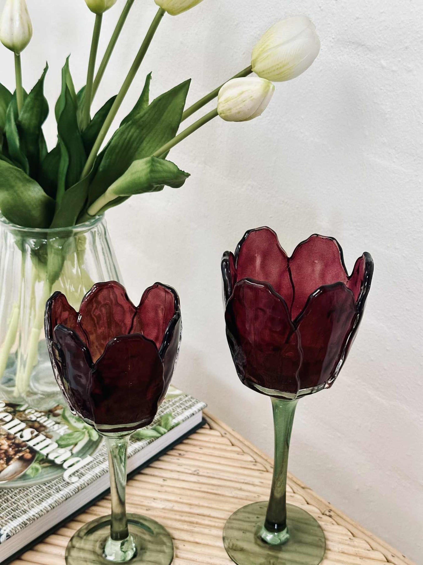 Lysestage flower - Vinrød / grøn