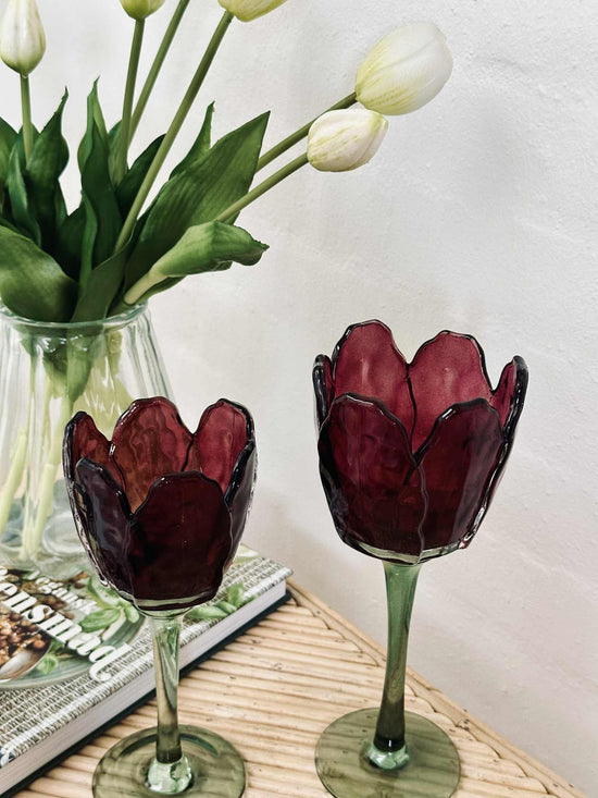 Lysestage flower - Vinrød / grøn
