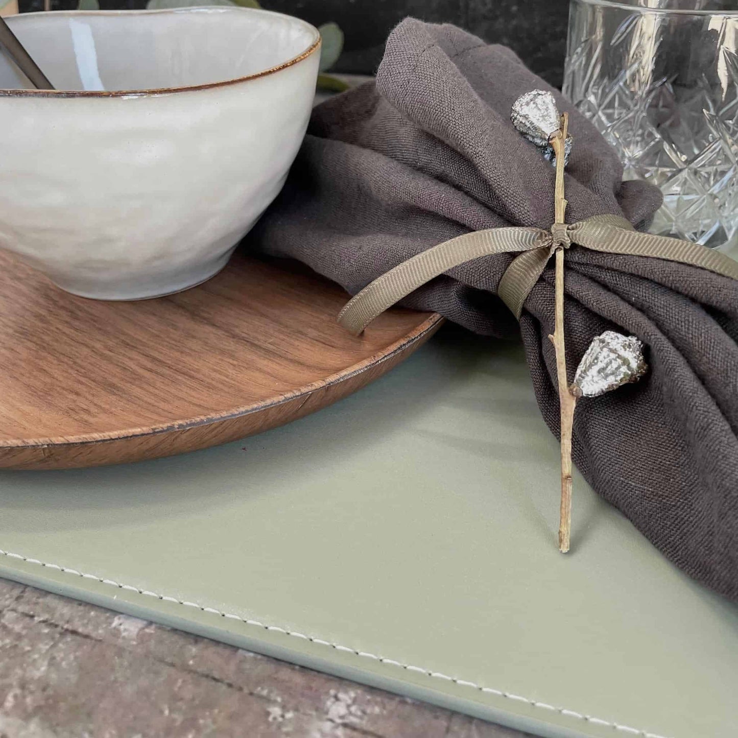 Dækkeserviet - 30x45 Støvgrøn - VIAMAJA.DK