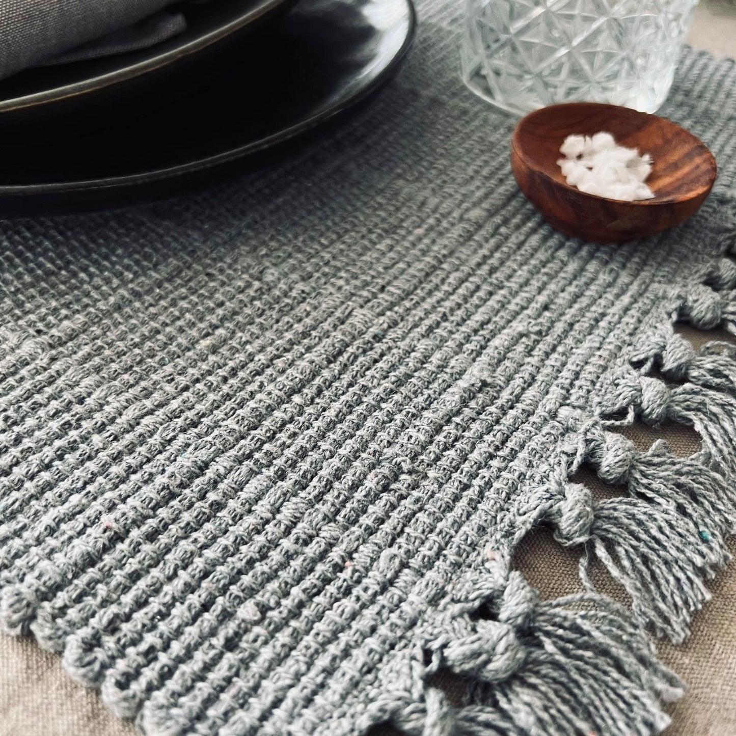 Dækkeserviet Lysgrå - Recycling Cotton - VIAMAJA.DK