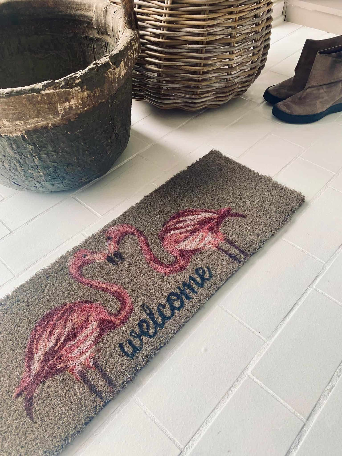 Dørmåtte kokos med Flamingoer - VIAMAJA.DK